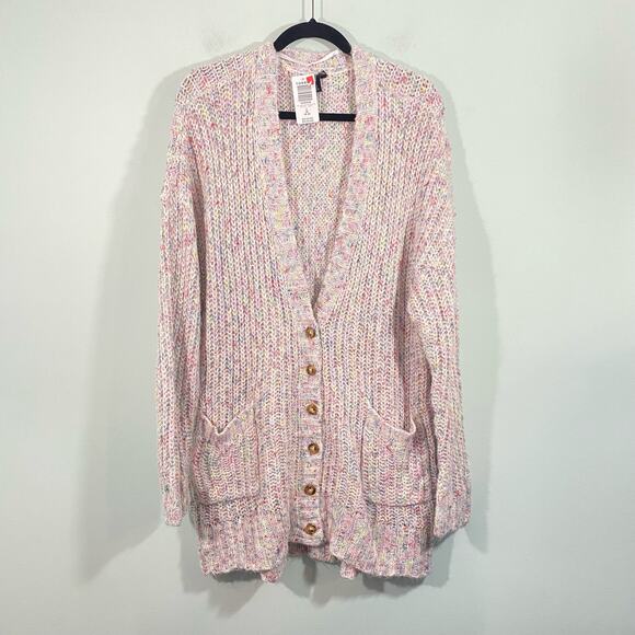 Torrid Women's Cream & Mixed Threads Button Up V-neck Cardigan Size 2 NWT - Picture 1 of 8